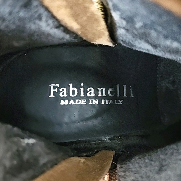 Fabianelli Tan Suede Lined Ankle Boots Almond Toe Stacked Wedge Sole Size 39 - Picture 12 of 16